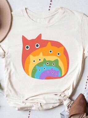 Funny Rainbow Cat, Pride Shirt, Pride Month Tee Gift For Cat lover